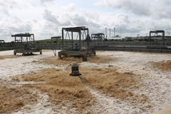 Waste effluent is re-oxygenated before being discharged into the Swale estuary.